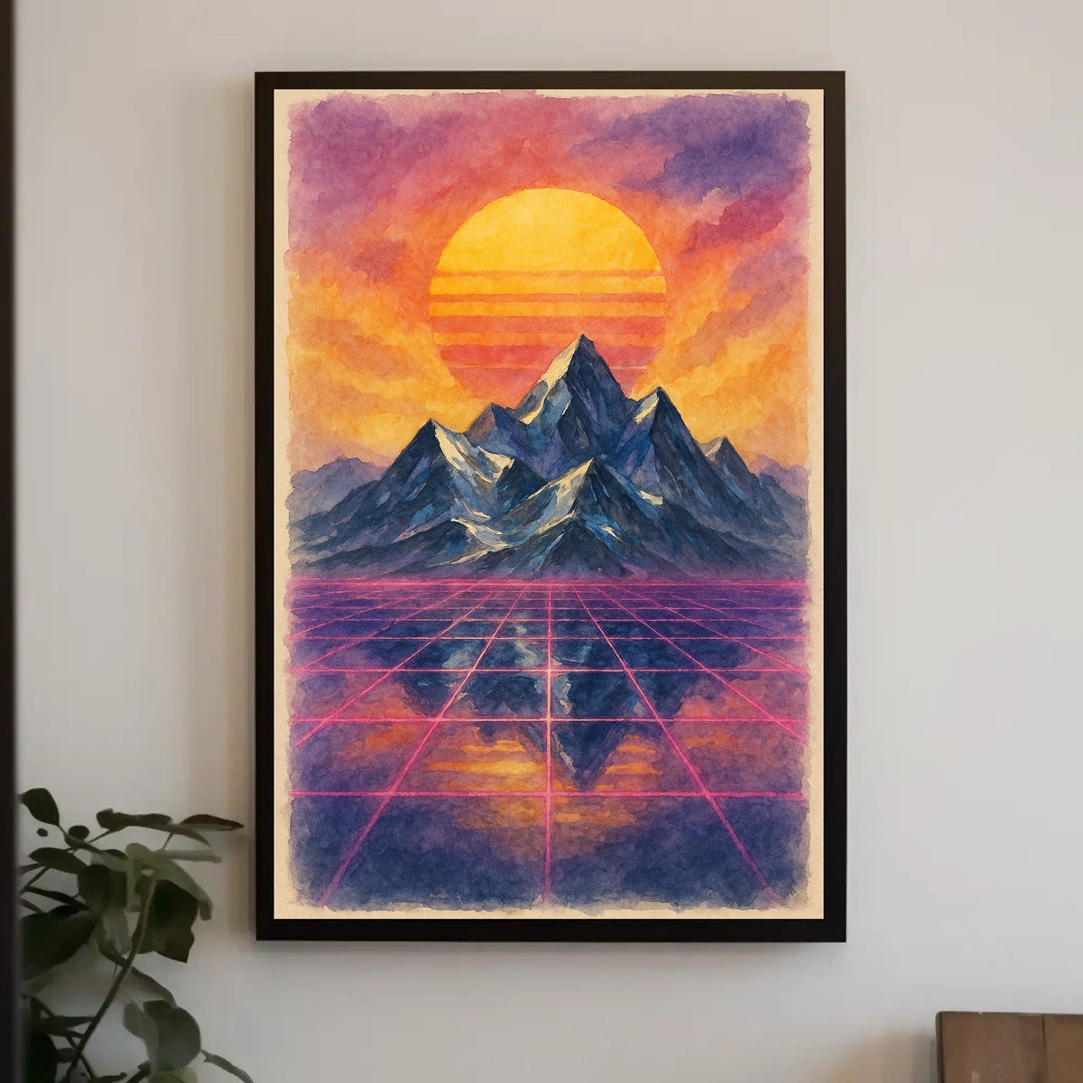 Futuristic Dreamscape: Vibrant Synthwave Landscape Futuristic Sci-Fi Poster