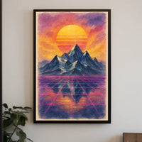Futuristic Dreamscape: Vibrant Synthwave Landscape Futuristic Sci-Fi Poster