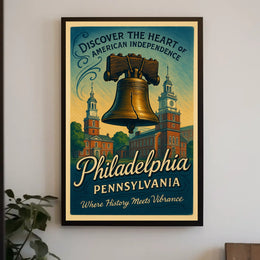 Philadelphia Independence Vintage Poster: Liberty Bell Art