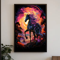 Majestic Fantasy Horse Surreal Sunset Art Poster