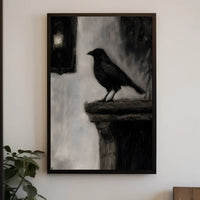Raven on Stone Ledge: Impressionistic Animal Poster PosterGoat