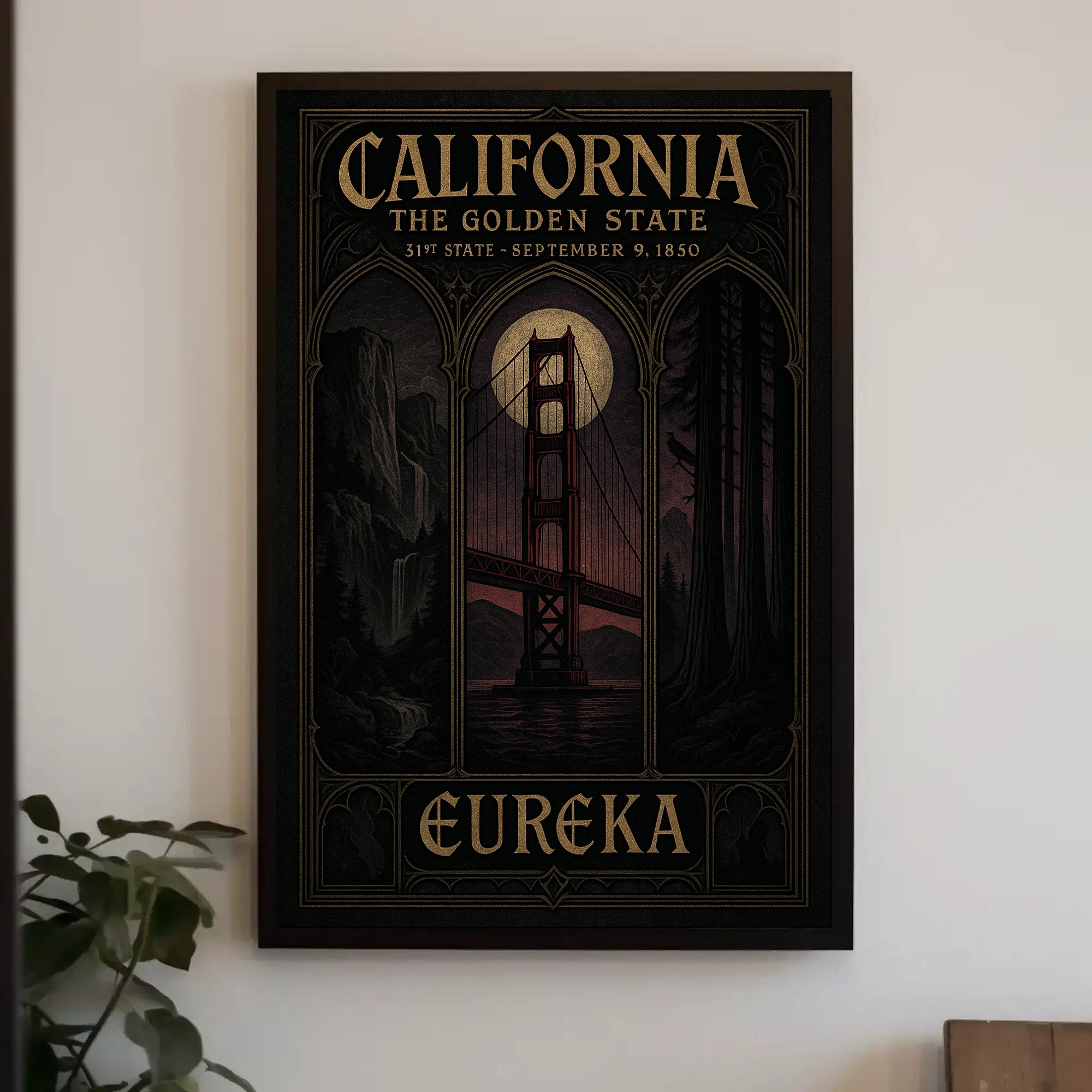 California Golden Gate Bridge Vintage Cultural Heritage Poster