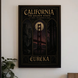 California Golden Gate Bridge Vintage Cultural Heritage Poster