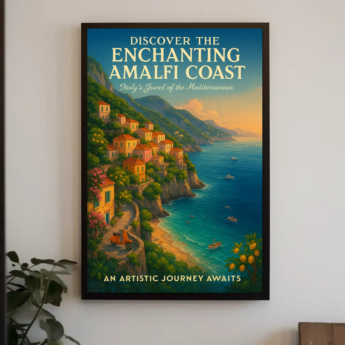 Amalfi Coast Vibrant Artistic Style Travel Poster