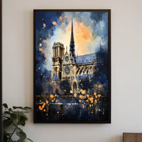 Notre-Dame Gothic Art: Architectural Vibrance Cultural or Heritage Poster