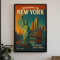 New York Vintage Travel Poster Wall Art Print