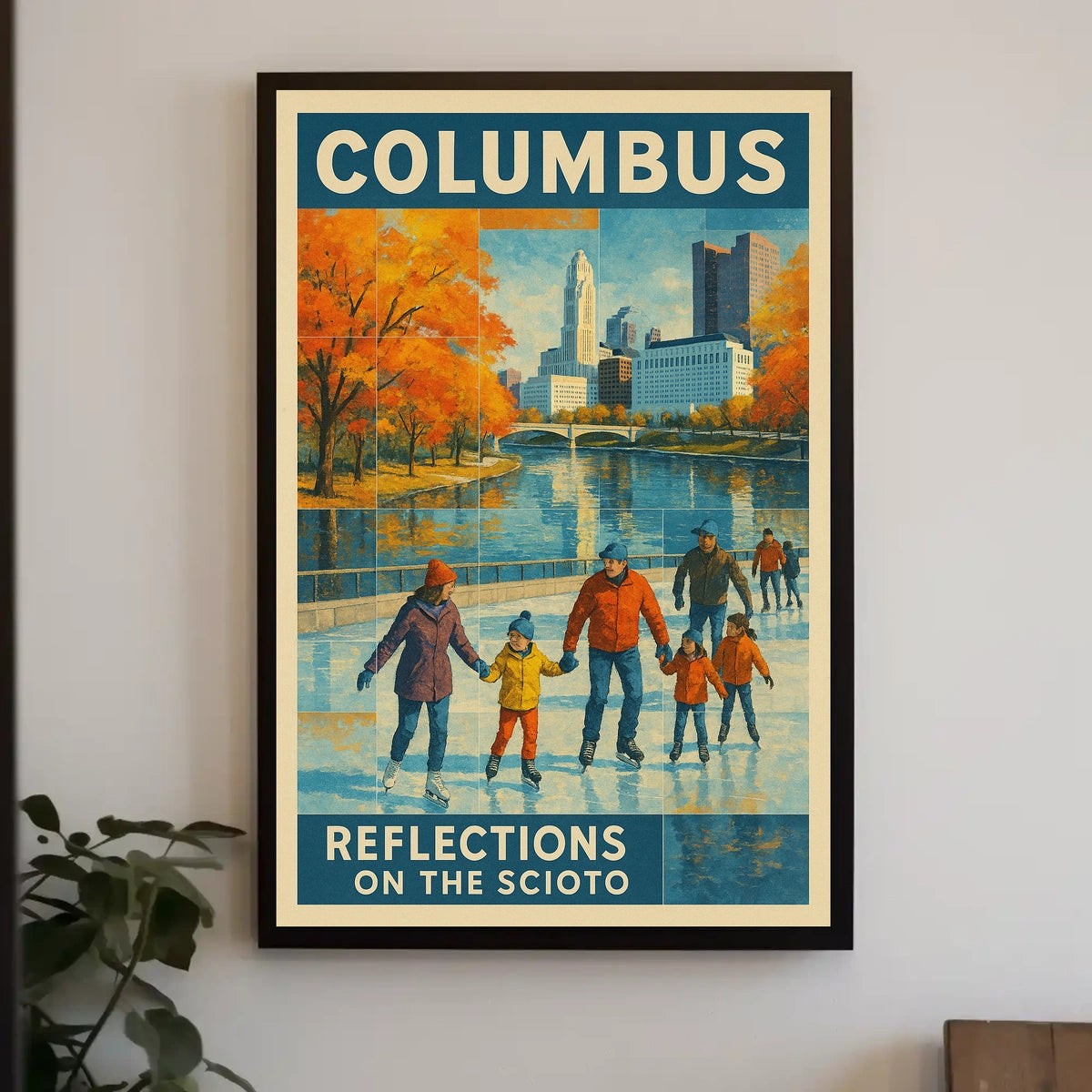 Columbus Reflections On The Scioto Poster