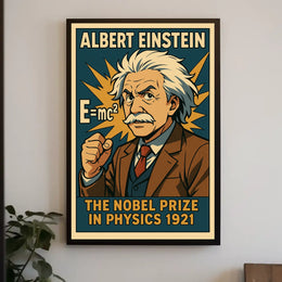 Einstein Portrait Vintage Nobel Science Poster