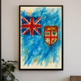 Fiji Flag Watercolor Wanderlust Poster