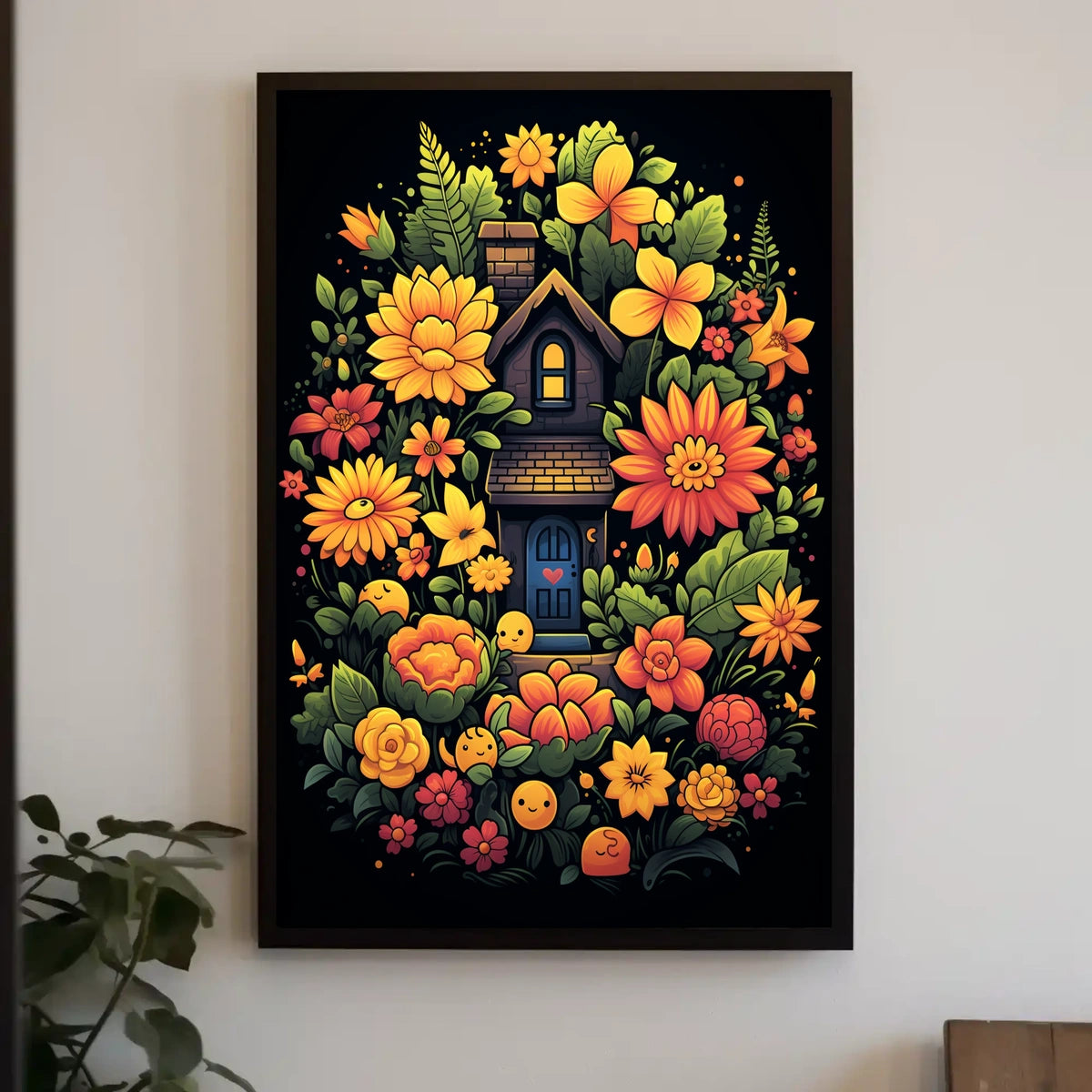 Whimsical Floral Cottage Poster