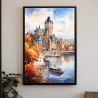 Castle Reflections on Tranquil Riverbank Travel Poster