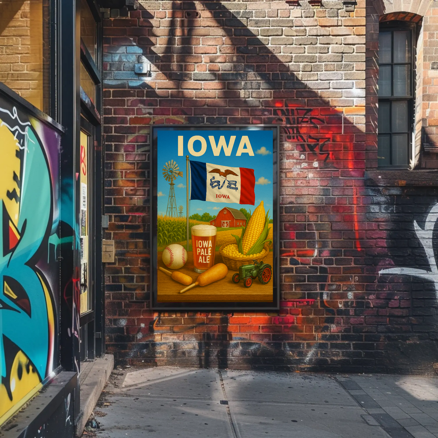 Iowa Corn Barn Ale Baseball Fair Tractor Travel Poster