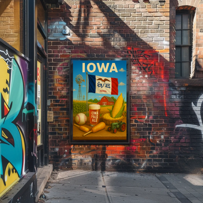 Iowa Corn Barn Ale Baseball Fair Tractor Travel Poster