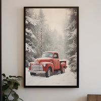 Vintage Winter Truck Vintage Poster