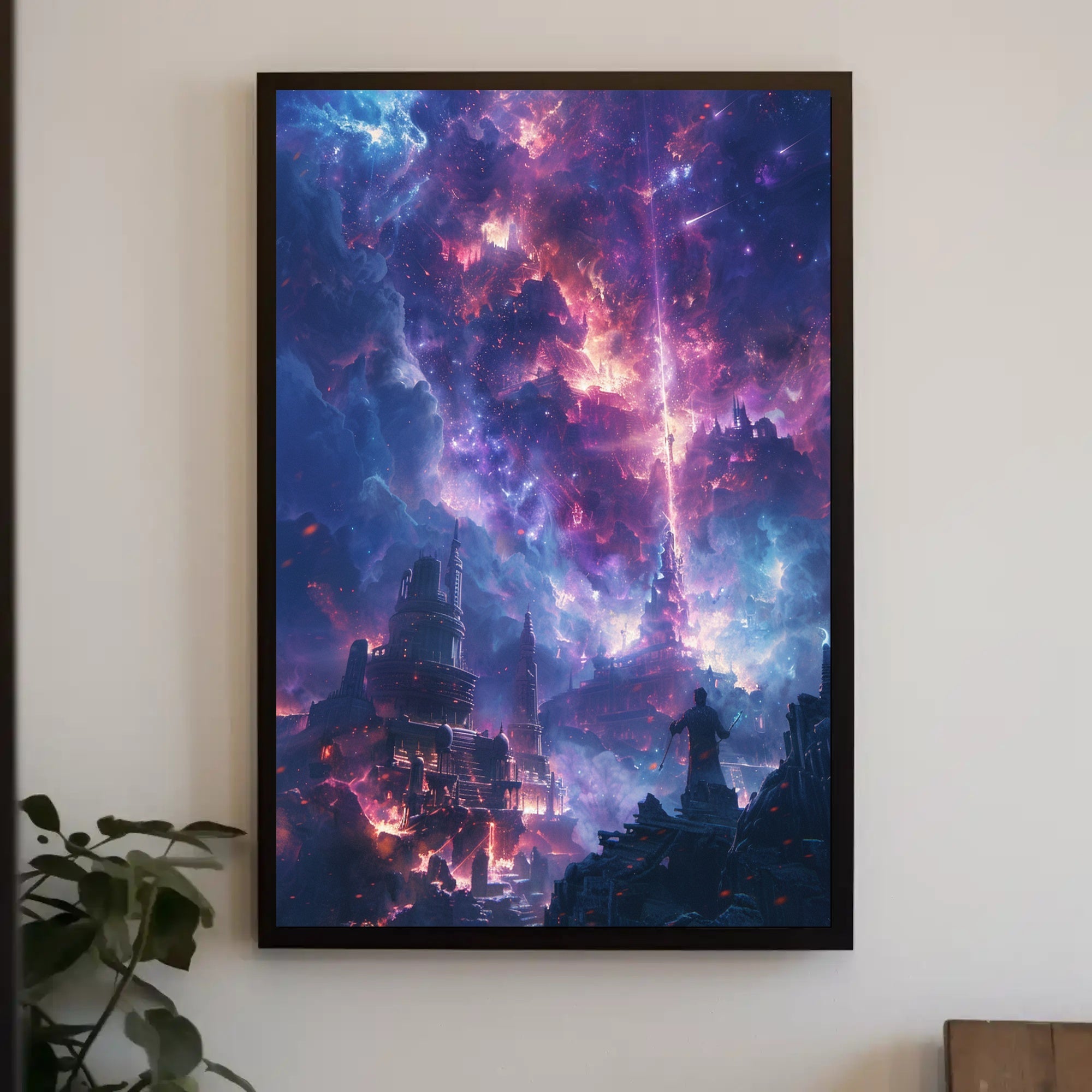 Futuristic Cosmic Cityscape Surreal Fantasy or Mythology Poster PosterGoat