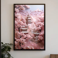 Serene Japanese Architecture in Spring, Cultural or Heritage Poster