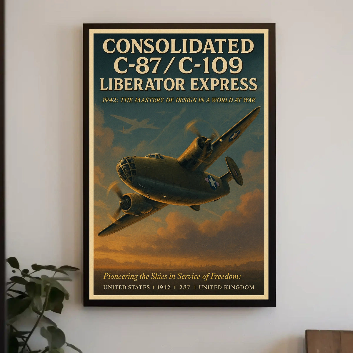 Vintage WWII Liberator Express Aviation Art Poster