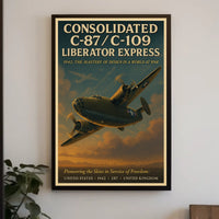 Vintage WWII Liberator Express Aviation Art Poster