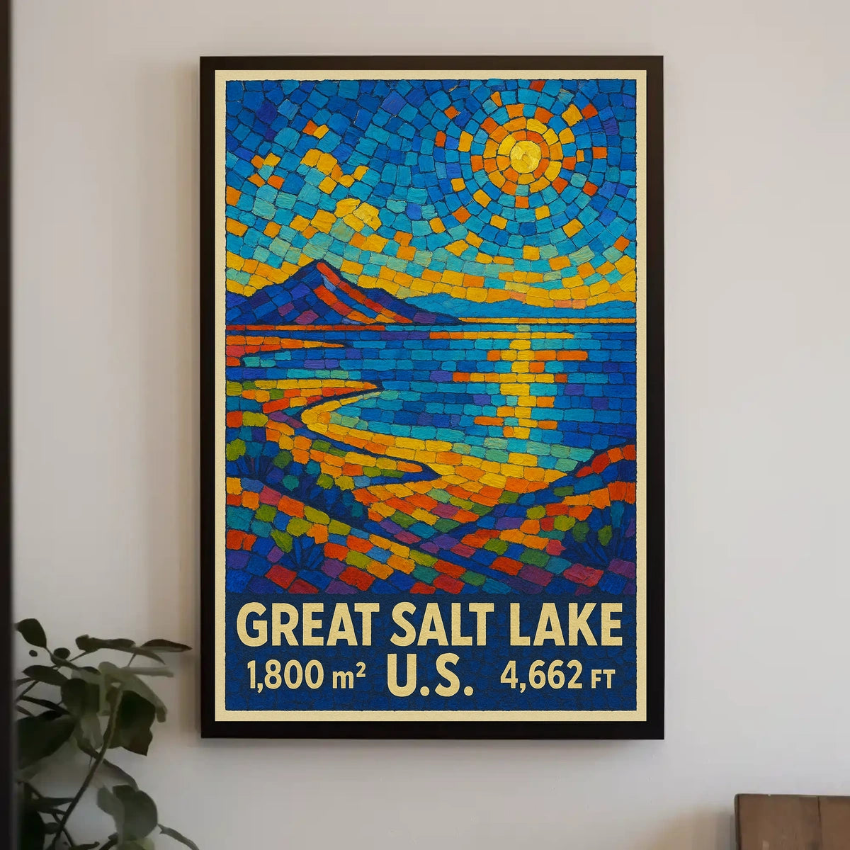 Great Salt Lake Vibrant Mosaic Landscape Poster