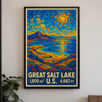 Great Salt Lake Vibrant Mosaic Landscape Poster
