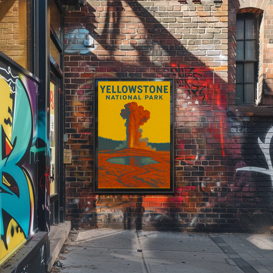 Yellowstone's Majestic Eruption Vintage Travel Poster
