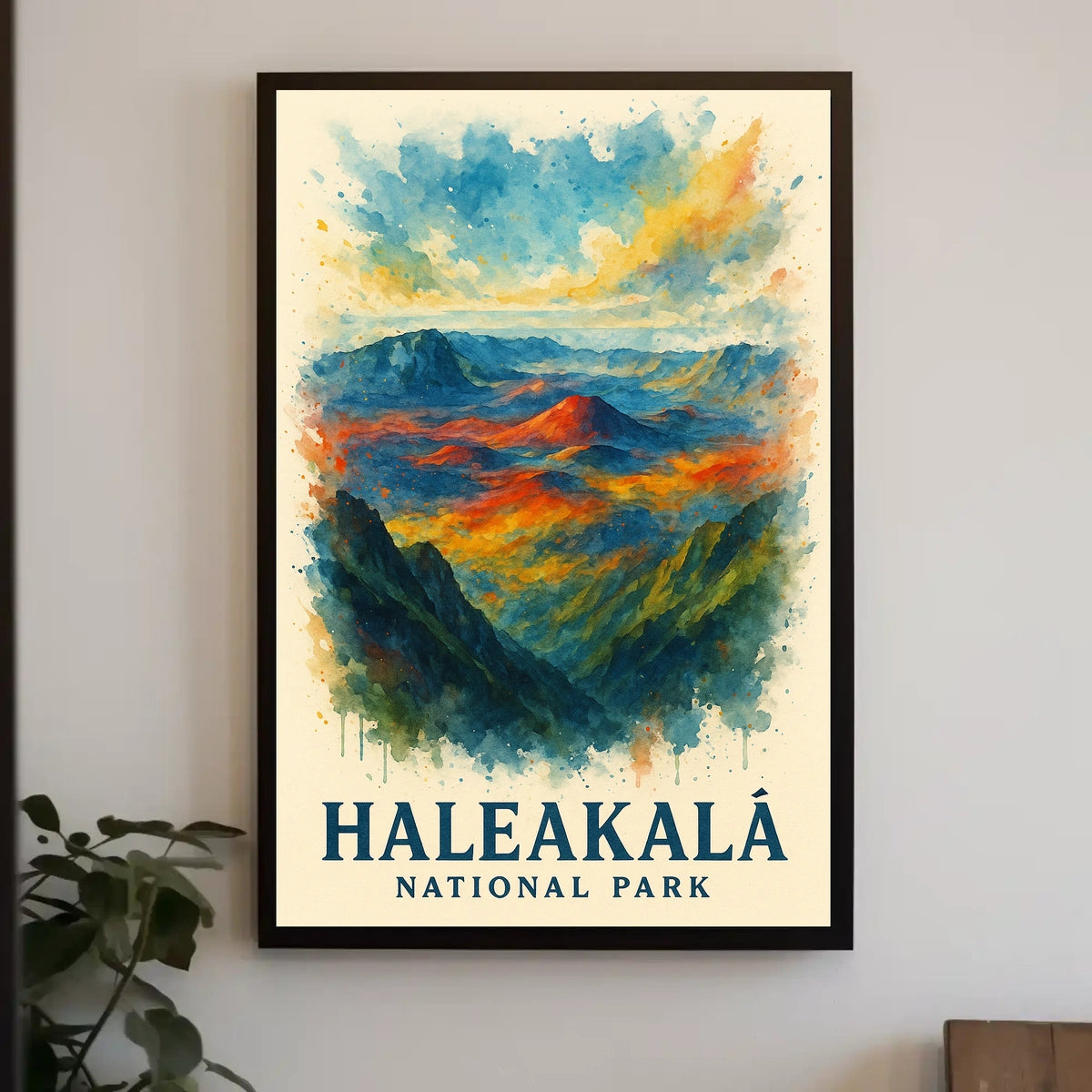 Haleakalā National Park Vibrant Landscape Watercolor Poster