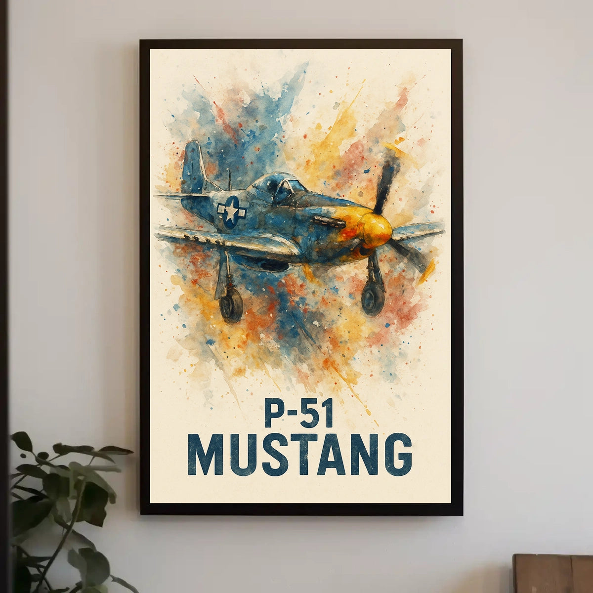 P-51 Mustang WWII Vintage Aviation Art Poster