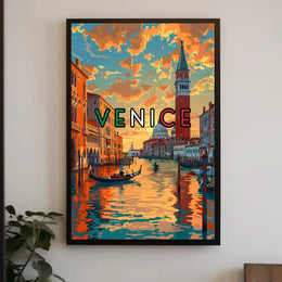 Venice Gondolas and Canals Travel Poster