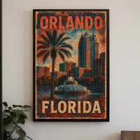 Orlando Florida Scenic Travel Wanderlust Vintage Poster
