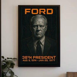 Gerald Ford 38th President of the United States Techno Schematic Poster
