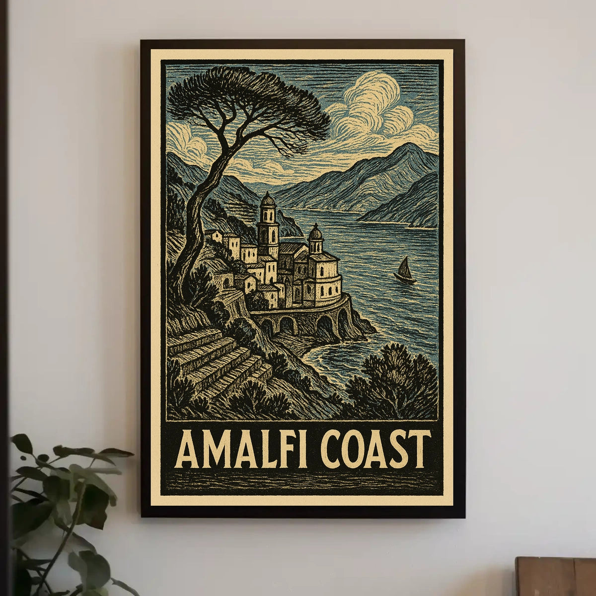 Amalfi Coast Poster Wall Art 18x24 Scenic Seaside Print