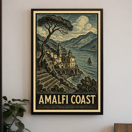 Amalfi Coast Poster Wall Art 18x24 Scenic Seaside Print