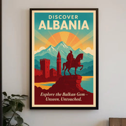 Albanian Alps Adventure Vintage Travel Poster