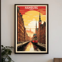 Hamburg A Cityscape Illustration Poster