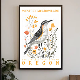 Western Meadowlark Oregon State Bird Art Poster