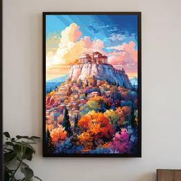 Acropolis Athens Illustration: Greek Heritage Cultural Poster