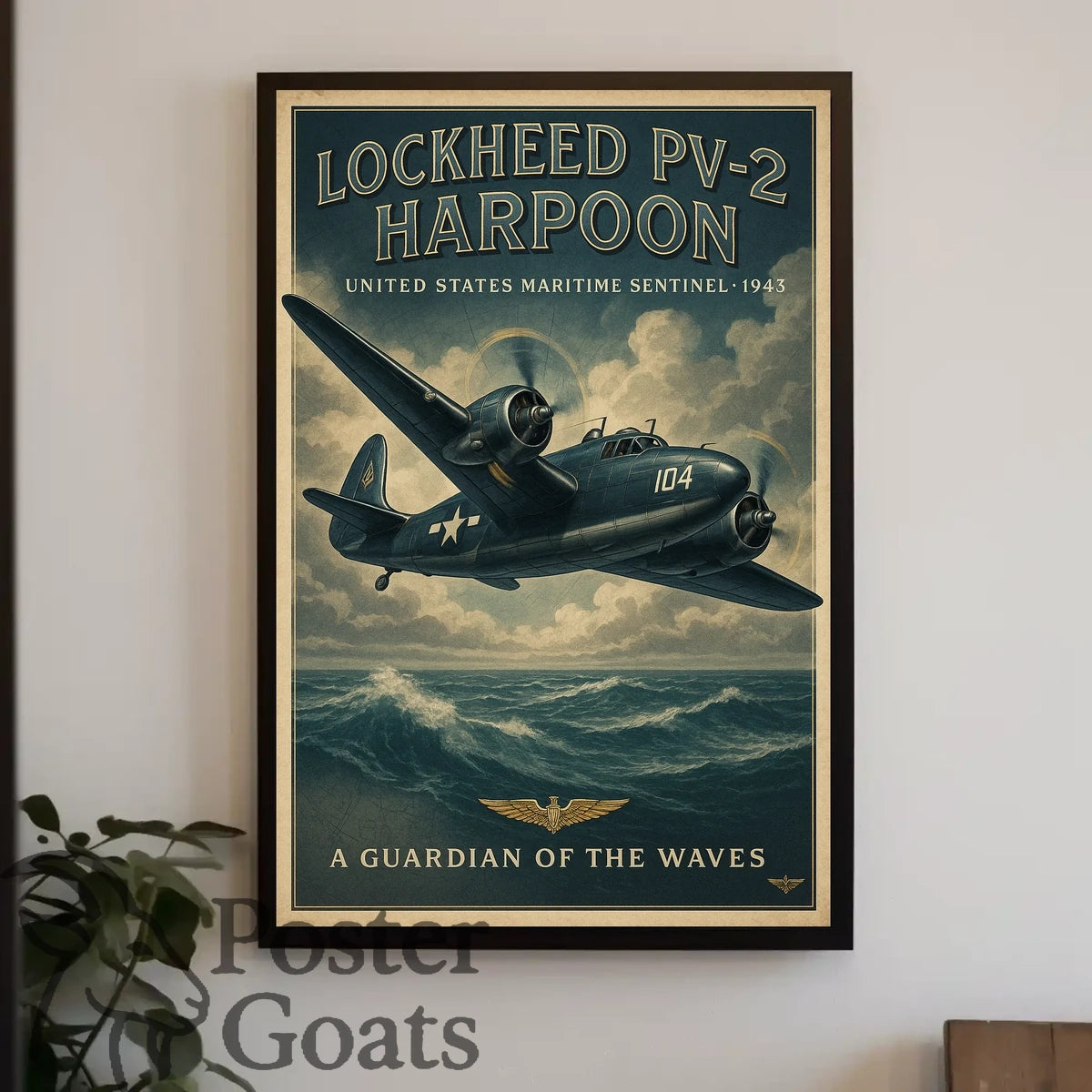Lockheed PV-2 Harpoon WWII Aircraft Vintage Poster