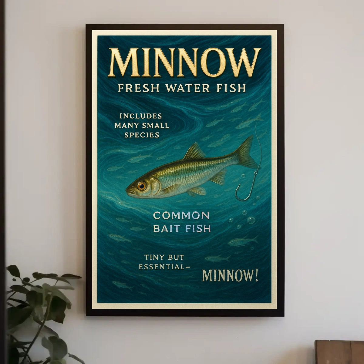 Minnow Vintage Illustration Fishing Poster Art Print