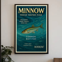 Minnow Vintage Illustration Fishing Poster Art Print