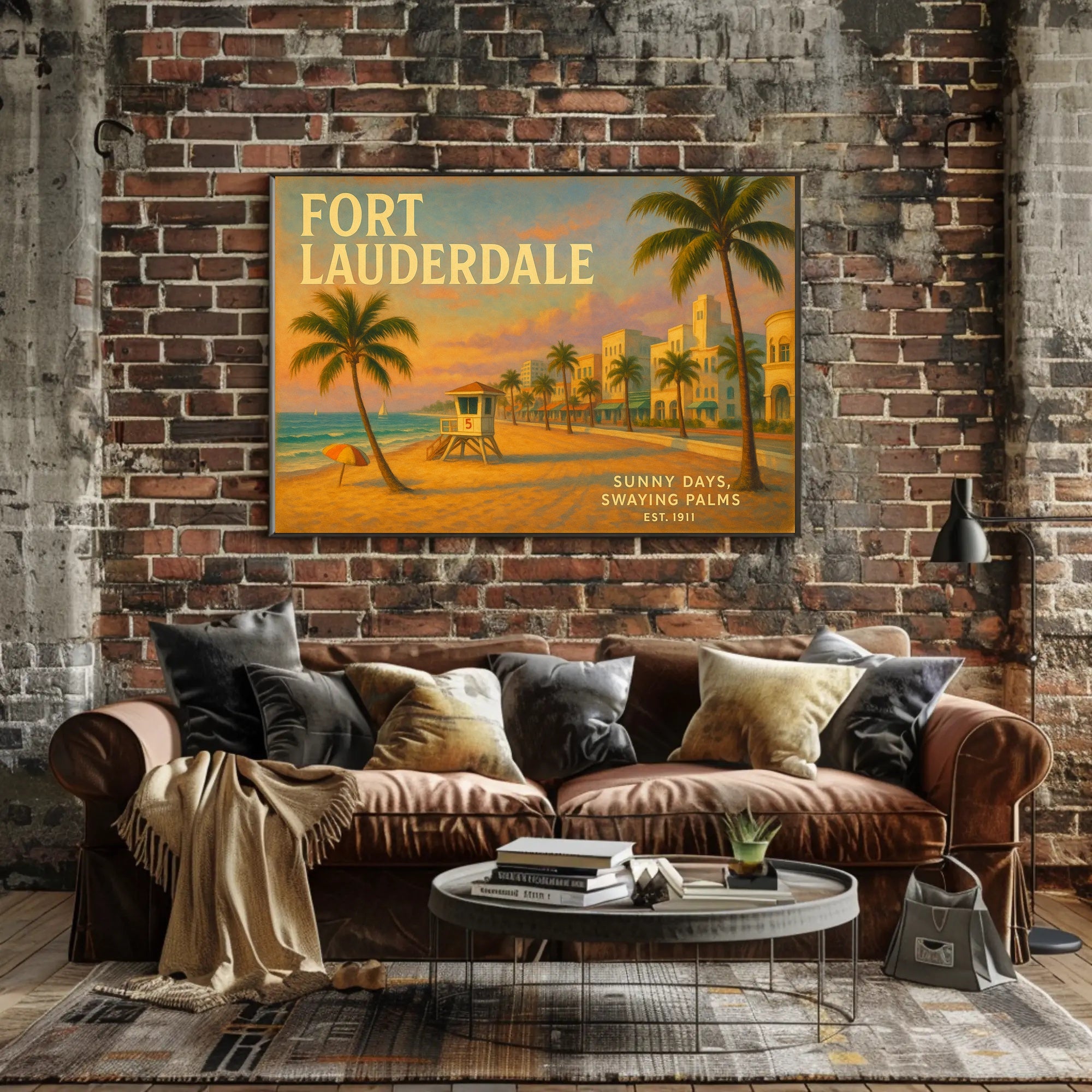 Fort Lauderdale Beach Scene Travel Poster