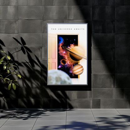 Universe Awaits Doorway Planets Cosmos Sci-Fi Poster