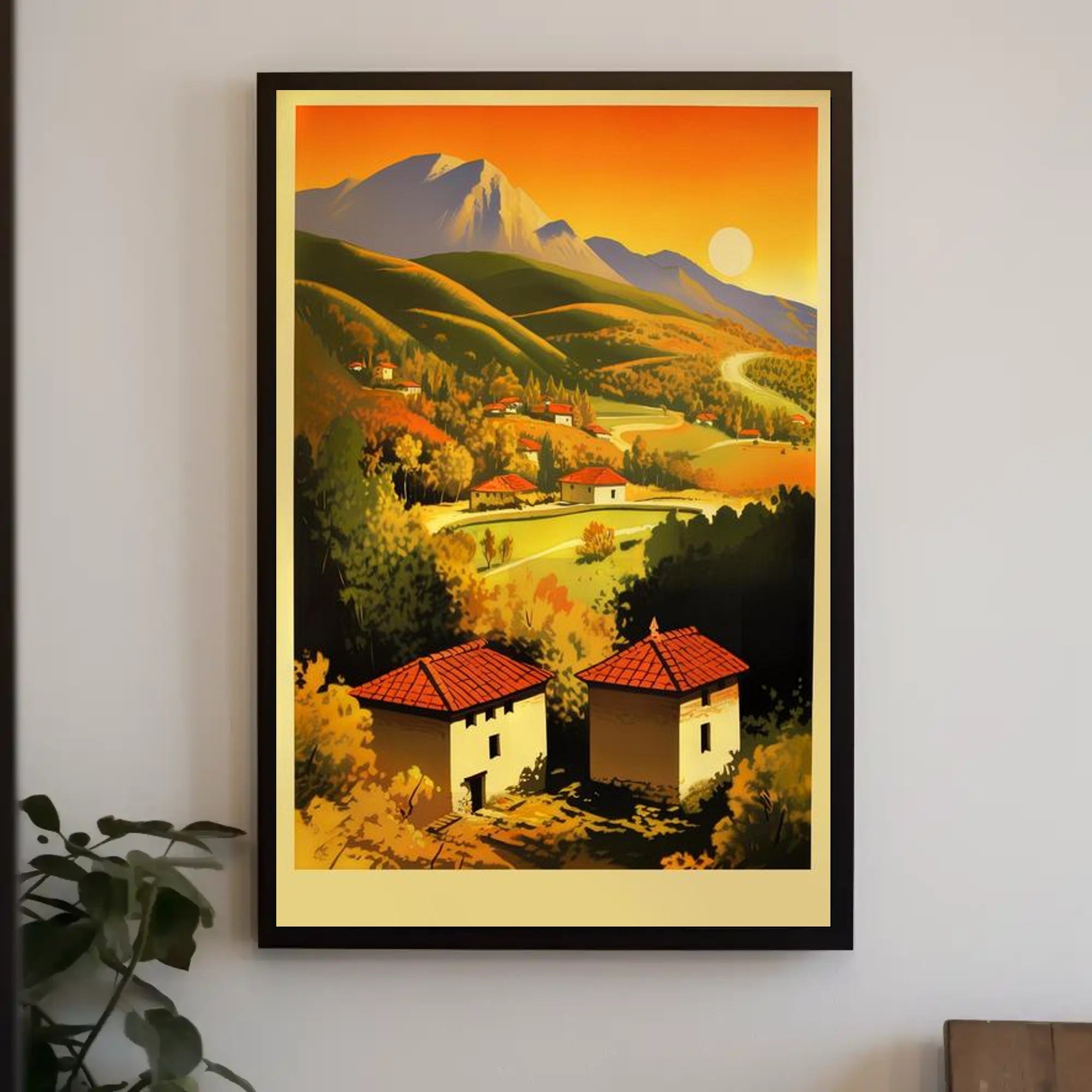 Serene Mountain Landscape at Sunset Poster