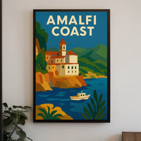 Amalfi Coast Travel Poster for Coastal Decor Wall Art