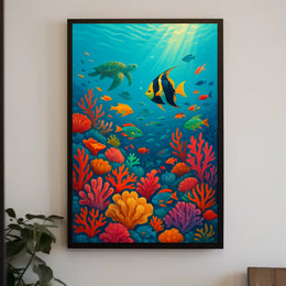 Marine Life Underwater Scene Fish Poster
