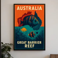Great Barrier Reef Vintage Travel Adventure Poster