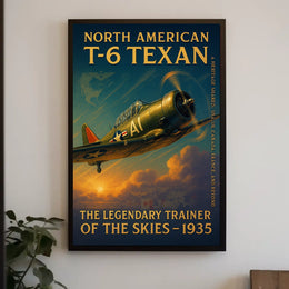 North American T-6 Texan Vintage Aviation Poster