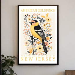 American Goldfinch Modern Botanical Art Poster