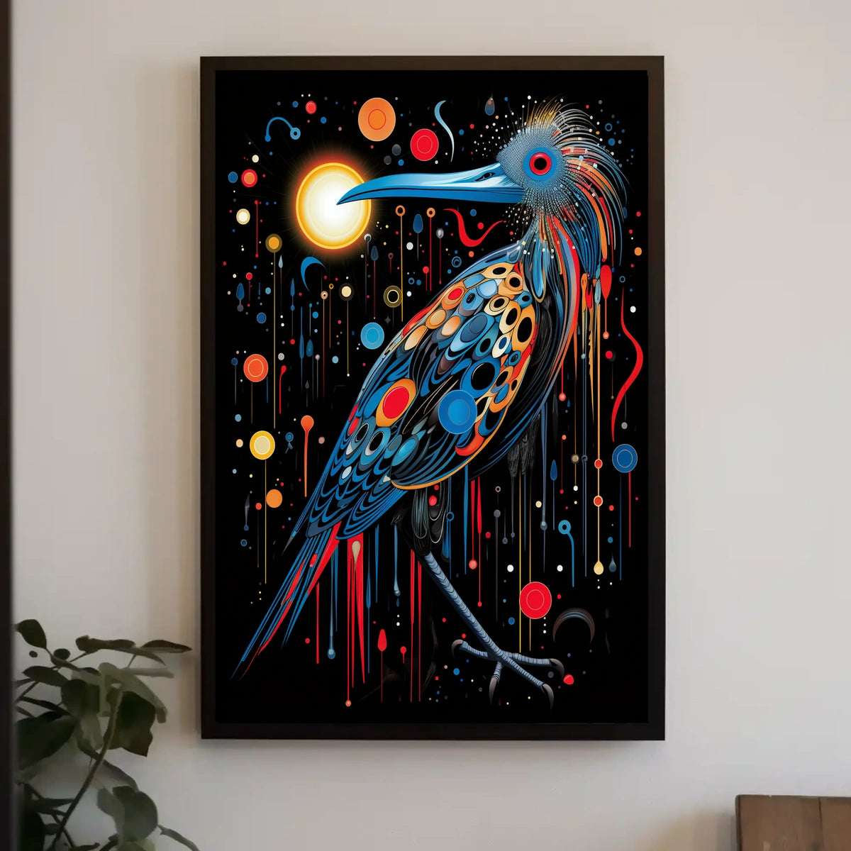 Vibrant Cosmic Bird in Abstract Artistic Poster
