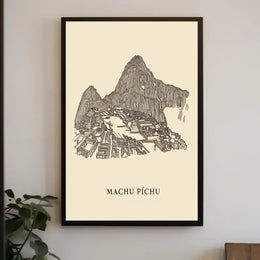 Machu Picchu A Line Art Tribute Poster