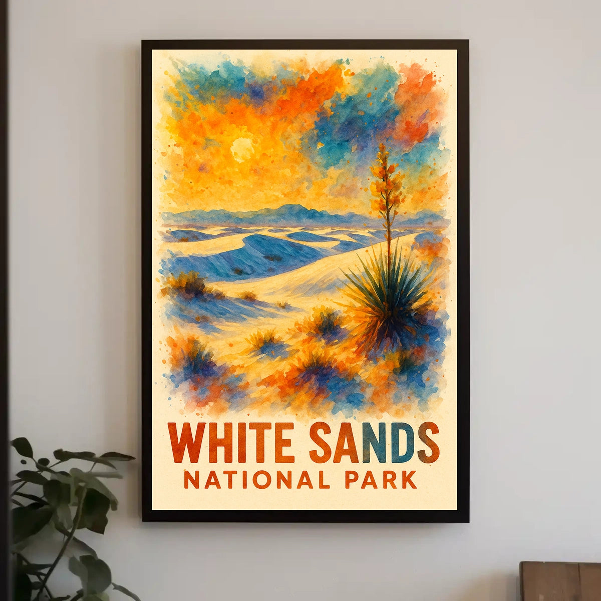 White Sands National Park Watercolor Art Poster